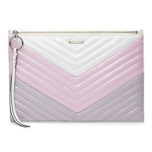 REBECCA MINKOFF Edie Large Chevron Zip Clutch NWT